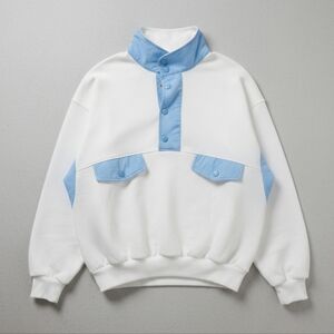 White and Blue Pullover Sweatshirt